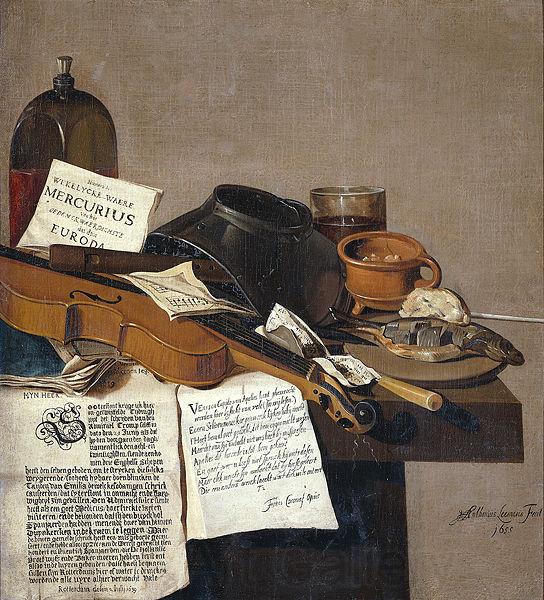 Anthonie Leemans Still life with a copy of De Waere Mercurius, a broadsheet with the news of Tromp's victory over three English ships on 28 June 1639, and a poem telli Norge oil painting art